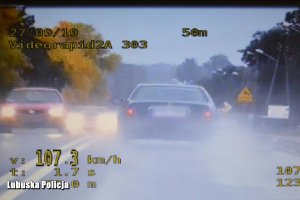 wynik przekroczenia prędkości kierującego pojazdem na ekranie wideorejestratora